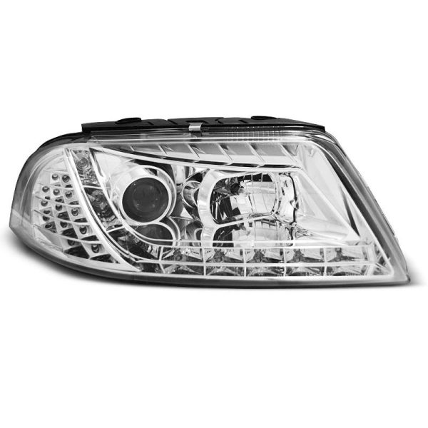 Coppia di fari a LED stile luce diurna Volkswagen Passat 3BG 00-05 Chrome