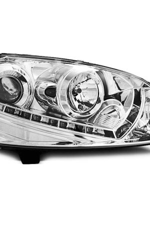 Coppia di fari a Led stile luce diurna Volkswagen Golf V 03-08 Chrome