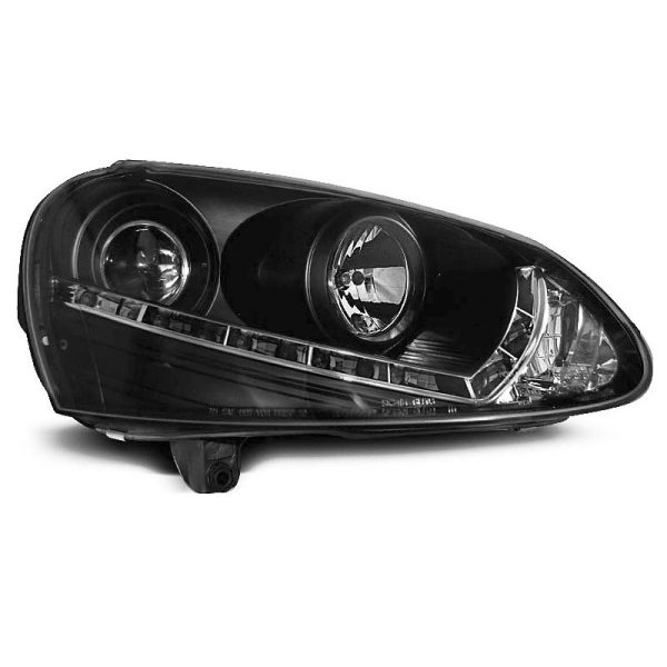 Coppia di fari a Led stile luce diurna Volkswagen Golf V 03-08 Neri