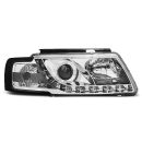 Coppia di fari DRL vera luce diurna Volkswagen Passat B5 3B 96-00 Chrome