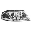 Coppia di fari a Led vera luce diurna Volkswagen Passat 3BG 00-05 Chrome