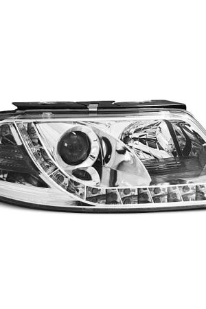 Coppia di fari a Led vera luce diurna Volkswagen Passat 3BG 00-05 Chrome