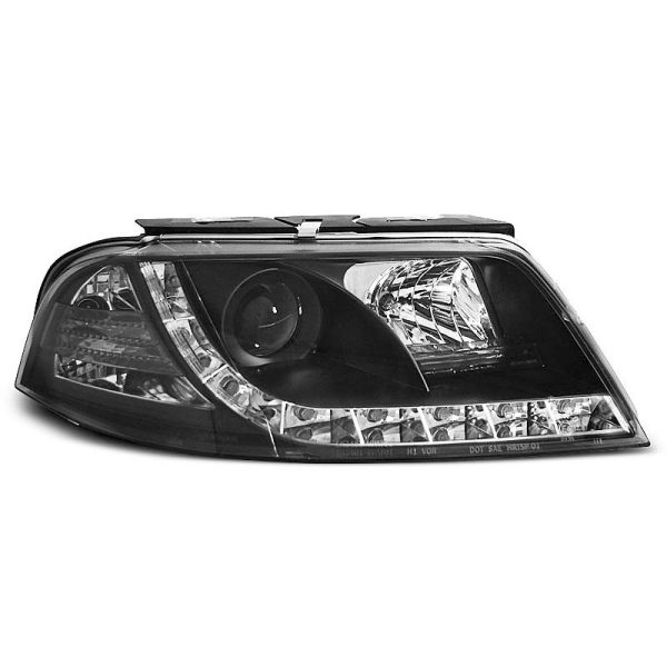 Coppia di fari DRL vera luce diurna Volkswagen Passat 3BG 00-05 Neri