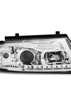 Coppia di fari a Led stile luce diurna Volkswagen Passat B5 3B 96-00 Chrome