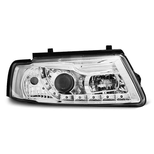 Coppia di fari a Led stile luce diurna Volkswagen Passat B5 3B 96-00 Chrome