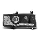 Coppia di fari a Led stile luce diurna Volkswagen T4 90-03 Neri