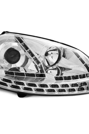 Coppia di fari a Led stile luce diurna Volkswagen Golf V 03-08 Chrome