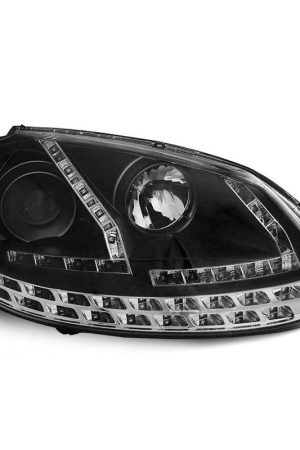 Coppia di fari a Led stile luce diurna Volkswagen Golf V 03-08 Neri