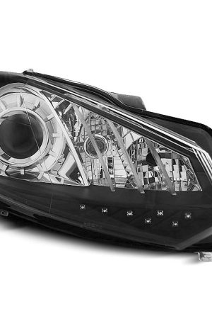 Coppia di fari DRL vera luce diurna Volkswagen Golf VI 08-12 Neri