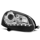 Coppia di fari a Led stile luce diurna e Xenon Volkswagen Golf V 03-09 Chrome
