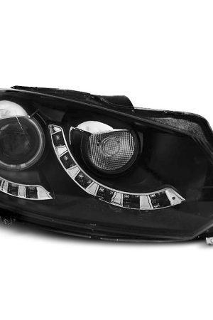 Coppia di fari DRL vera luce diurna e CCFL Volkswagen Golf VI 08-12 Neri