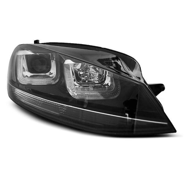 Coppia di fari U-Led DRL vera luce diurna Volkswagen Golf VII 12- Neri