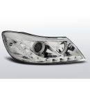 Fari Led stile luce diurna Angel Eyes CCFL Skoda Octavia II 09-12 Chrome