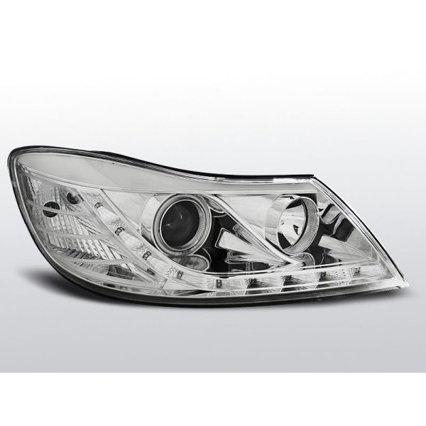 Fari Led stile luce diurna Angel Eyes CCFL Skoda Octavia II 09-12 Chrome