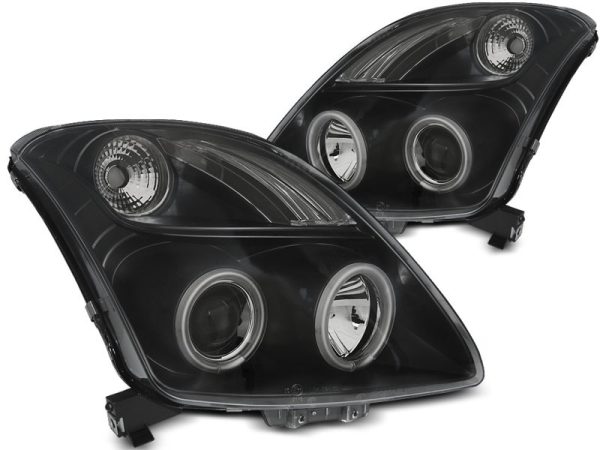 Fari Angel Eyes e LED CCFL per Suzuki Swift 05-10 Neri