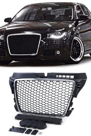 Audi A3 8P 08-12 Griglia nido d'ape stile RS3 cromata con portastemma