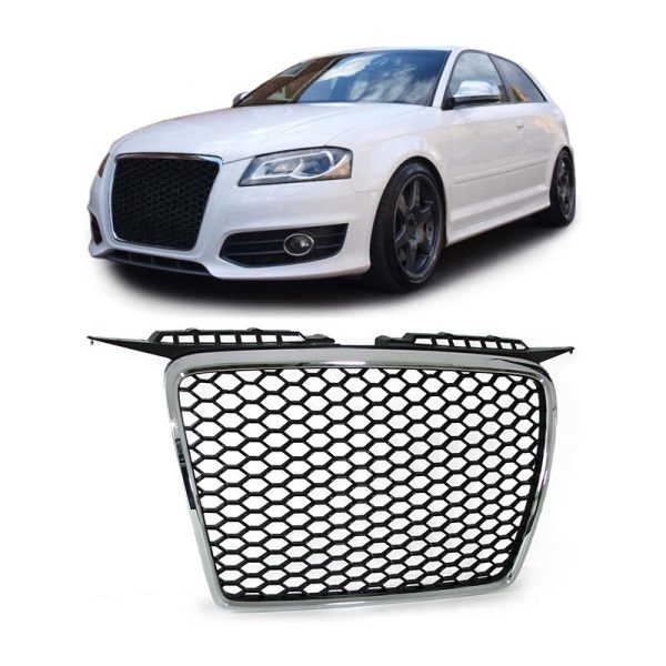 Audi A3 05-08 Griglia anteriore nido d'ape stile RS3 Cromata