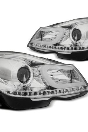 Coppia di fari Tube Light Mercedes Classe C W204 11-14 Chrome