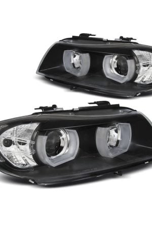 Fari 3D Angel Eyes BMW Serie 3 E90 / E91 05-08 Neri