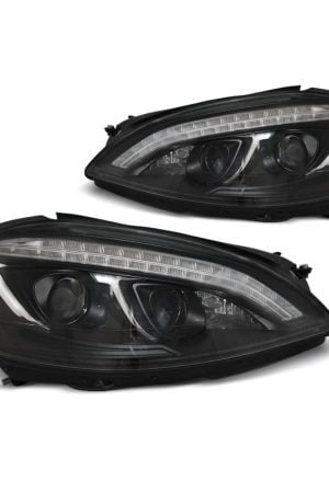 Coppia di fari Xenon stile luce diurna Led Mercedes Classe S W221 05-09 Neri