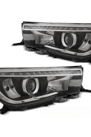 Fari a LED con DRL vera luce diurna per Toyota Hilux 16- Neri