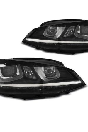 Coppia di fari U-Led DRL vera luce diurna Volkswagen Golf VII 12- Neri