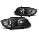 Fari LED Angel Eyes BMW Serie 3 E90 / E91 05-11 Neri