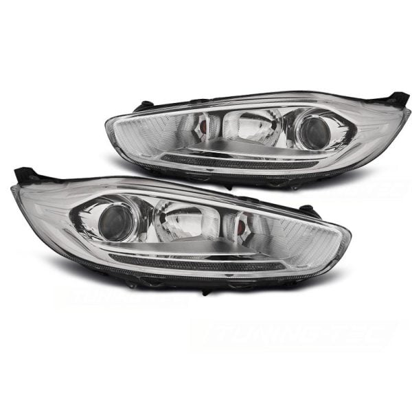 Coppia di fari a Led vera luce diurna Ford Fiesta MK7 13-16 Chrome