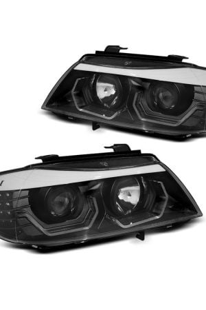 Fari LED Angel Eyes 3D BMW Serie 3 E90 / E91 Neri