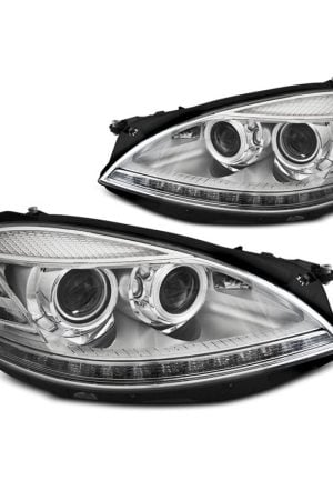 Coppia di fari Xenon stile luce diurna Led Mercedes Classe S W221 05-09 Chrome