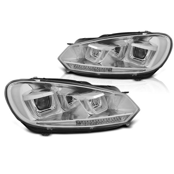 Fari anteriori DRL U-Type e DTS Volkswagen Golf VI 08-12 Chrome