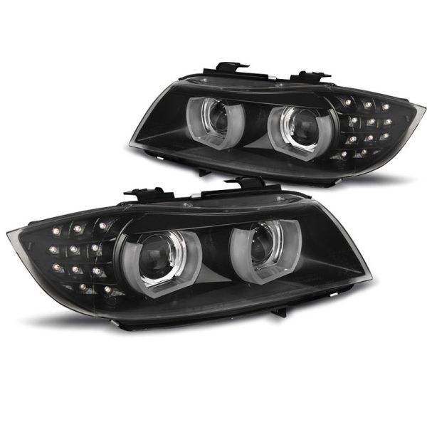 Fari Xenon Led 3D DRL BMW Serie 3 E90 / E91 09-11 Neri