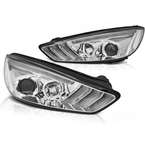 Fari Led vera luce diurna DRL e DTS Ford Focus MK3 15-18 Chrome