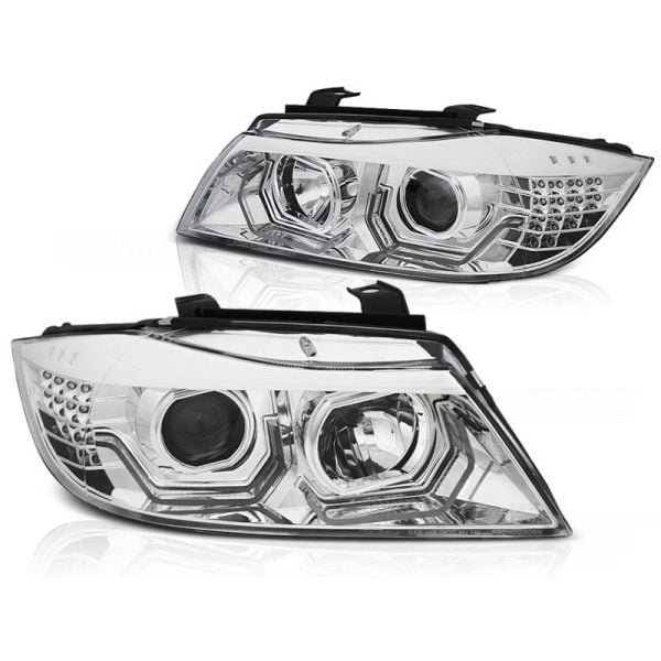 Fari Xenon Led 3D DRL BMW Serie 3 E90 / E91 05-08 Chrome