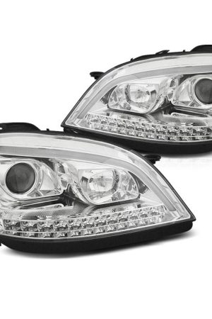 Coppia di fari a Led stile luce diurna e DTS Mercedes Classe M W164 05-07 Chrome