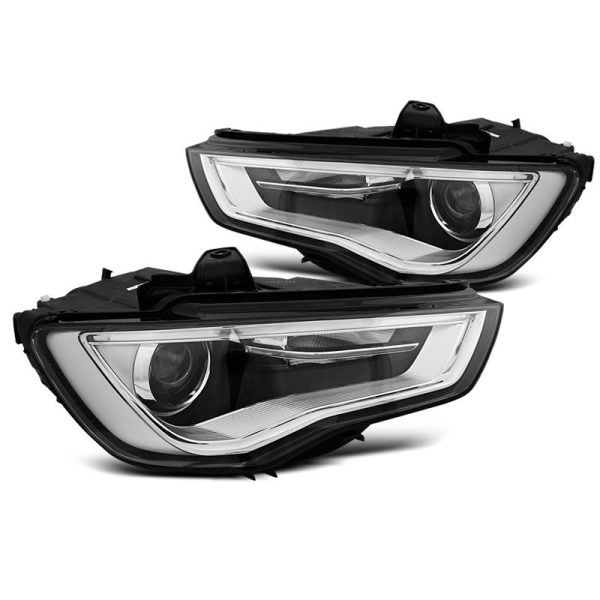 Fari Led vera luce diurna con tubo fibra ottica Audi A3 8V 12-16 Neri