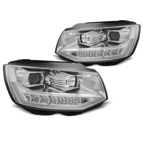 Coppia di fari DRLvera luce diurna con tube light e DTS Volkswagen T6 2015- Chrome