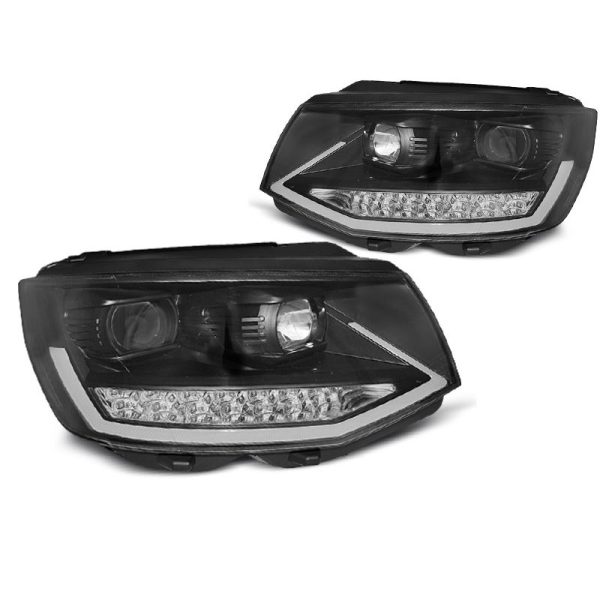 Coppia di fari DRLvera luce diurna con tube light e DTS Volkswagen T6 2015- Neri