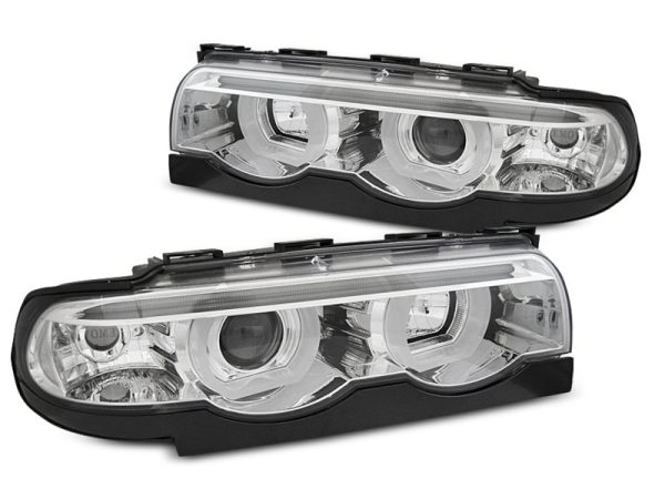 Fari 3D Angel Eyes Led BMW serie 7 E38 94-01 Chrome