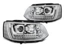 Coppia di fari anteriori DRL e DTS Volkswagen T5 2010-2015 Chrome