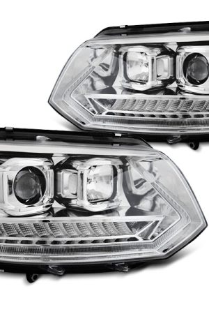 Coppia di fari anteriori DRL e DTS Volkswagen T5 2010-2015 Chrome