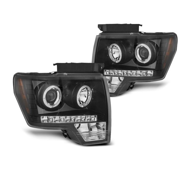 Fari Angel Eyes Ford F150 MK12 2008-2014 Nero