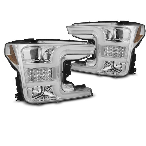 Coppia di fari con tube light e DTS Ford F150 MK13 17-20 Chrome