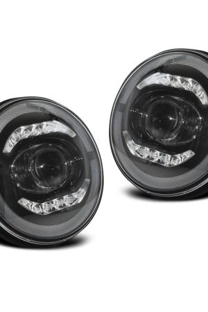 Coppia di fari Anteriori a LED Chrysler Jeep Wrangler TJ/ LJ/ JK 96-18 Neri