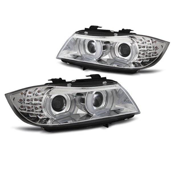 Fari Xenon Led 3D DRL e AFS BMW Serie 3 E90 / E91 09-11 Chrome