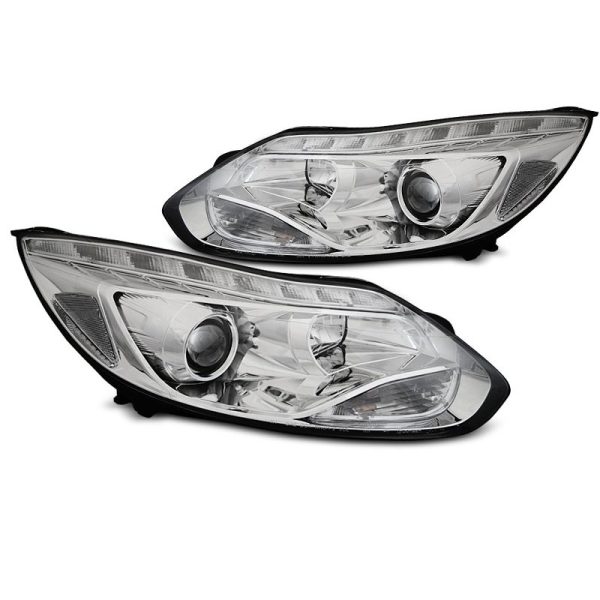 Fari Led stile luce diurna Ford Focus MK3 11-14 Chrome