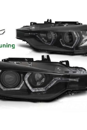 Fari angel eyes LED DRL vera luce diurna BMW F30-F31 LCI 15-18 Neri