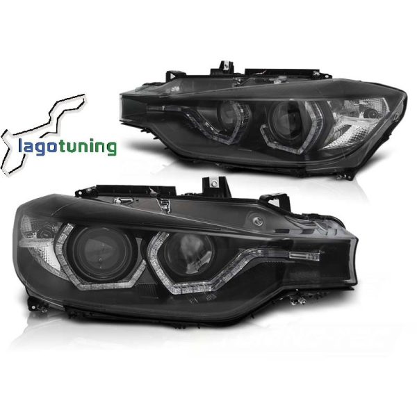 Fari angel eyes LED DRL vera luce diurna BMW F30-F31 LCI 15-18 Neri