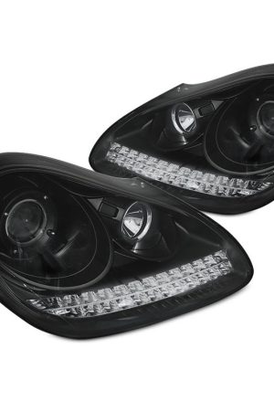 Coppia di fari a Led stile luce diurna HID Xenon Porsche Cayenne 02-06 Black