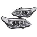 Fari Angel Eyes Led 3D BMW Serie 5 E60 / E61 03-07 Chrome